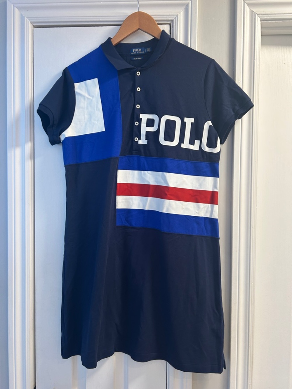 Polo by Ralph Lauren Navy, Royal Blue, White & Red Colorblock Polo Dress